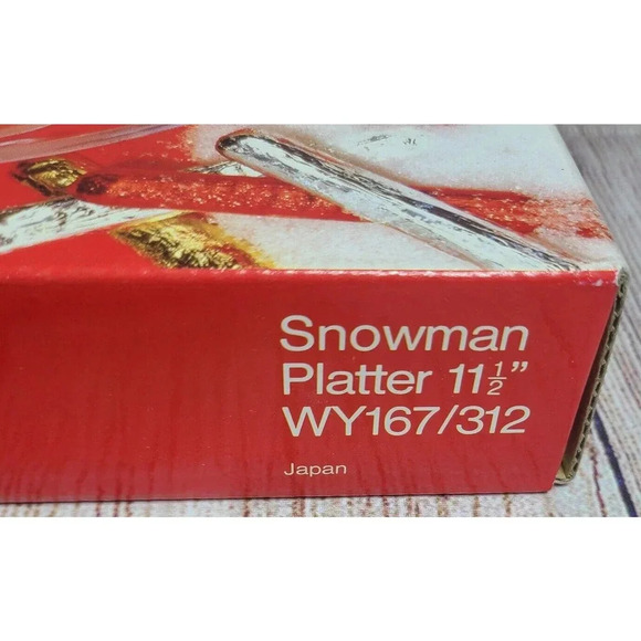 Mikasa Crystal Glass Christmas Snowman Serving Platter 11.5" WY167/312 Japan New - Picture 5 of 6